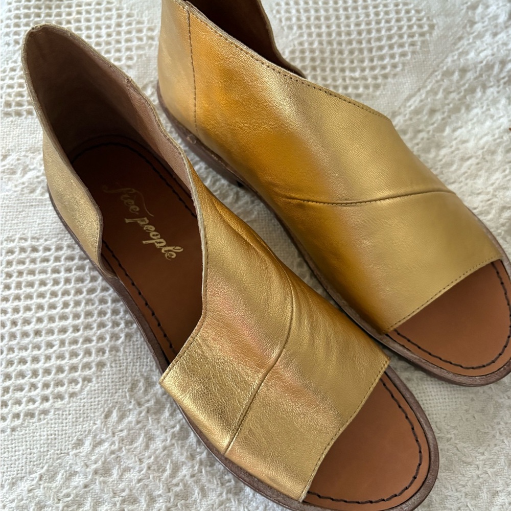 Free People Shimmering Gold Open-Toe Sandals